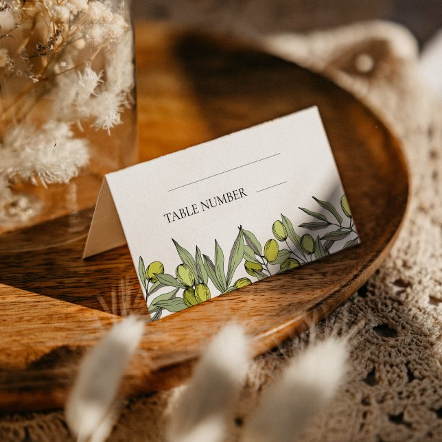 Tarjeta De Asiento Boda de rama de olivo moderno (Subido por el creador)