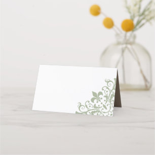 Tarjeta De Asiento Boda de Regencia Francesa Verde Flor de Lis
