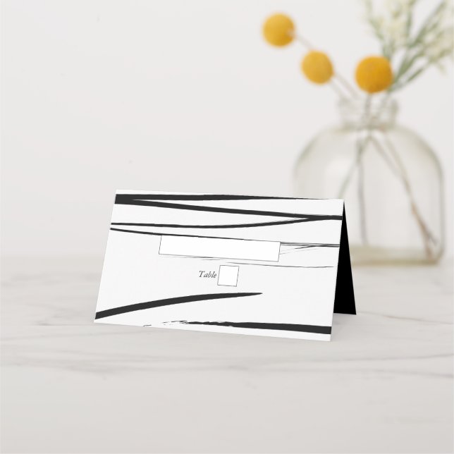 Tarjeta De Asiento Boda de resumen blanco negro moderno (Anverso)