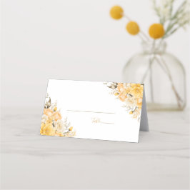 Tarjeta De Asiento Boda de Rosa Amarilla Elegante y Marfil