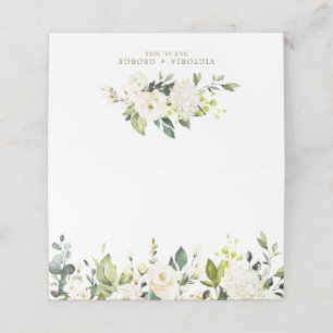 Tarjeta De Asiento Boda de rosas blancas de color de agua e hidrangea