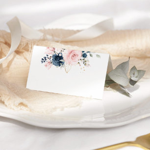 Tarjeta De Asiento boda de rosas florales de la Marina Rosa de Rubor