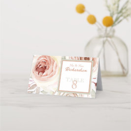 Tarjeta De Asiento Boda de rosas rosadas románticas