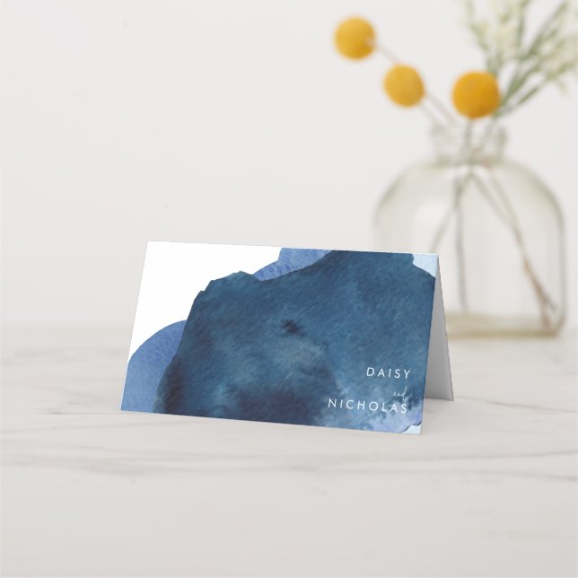 Tarjeta De Asiento Boda de salpicaduras de acuarela de la marina (Anverso)