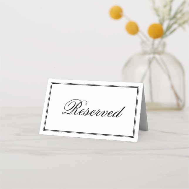 Tarjeta De Asiento Boda de script simple y elegante reservado (Anverso)