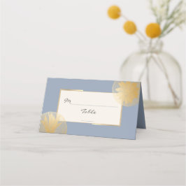 Tarjeta De Asiento Boda de Sucultores de Oro Azul Dusty Moderno