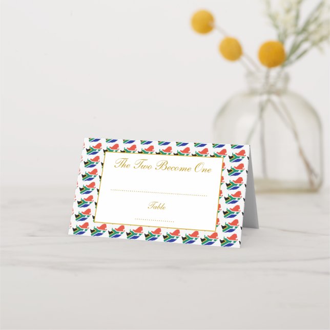 Tarjeta De Asiento BODA de SUDÁFRICA Celebración cristiana (Anverso)