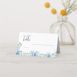 Tarjeta De Asiento Boda de tabla de flor azul acuarela