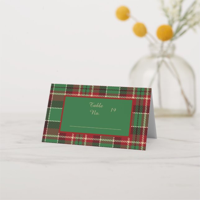 Tarjeta De Asiento boda de tartán celta negro verde (Anverso)