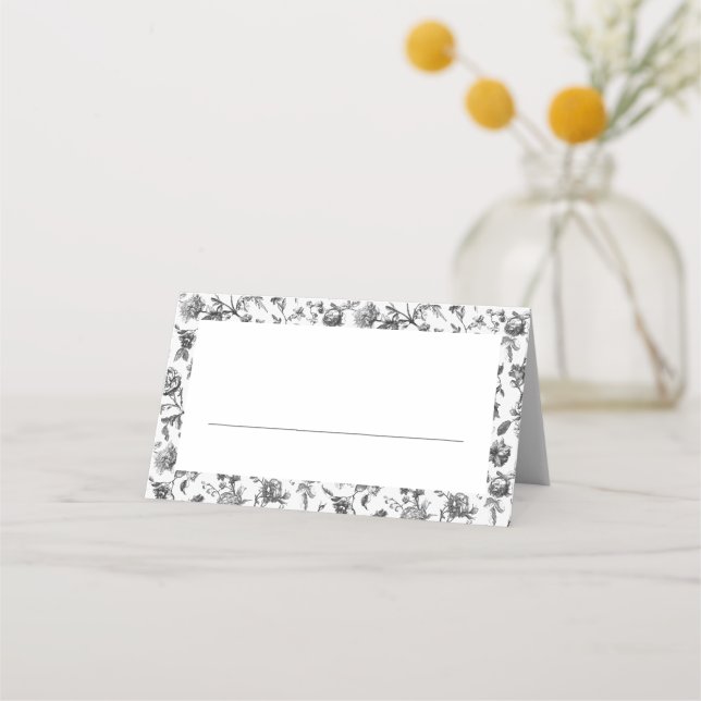 Tarjeta De Asiento Boda de tela blanca y negra (Anverso)