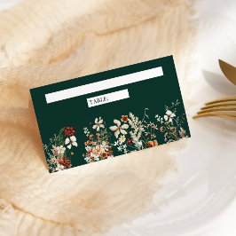 Tarjeta De Asiento Boda de Terracota Floral Flores Silvestres Esmeral