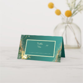 Tarjeta De Asiento Boda de tonos de joyas de oro verde esmeralda