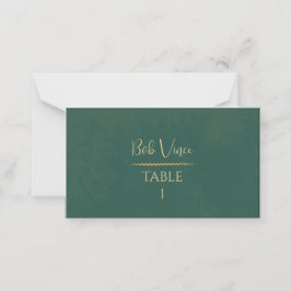Tarjeta De Asiento Boda de tonos joya esmeralda y dorado