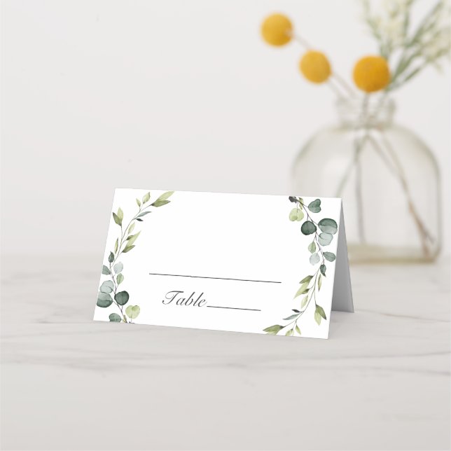 Tarjeta De Asiento Boda de trama moderna eucalipto Boho (Anverso)
