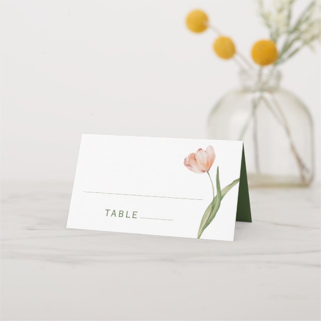 Tarjeta De Asiento Boda de Tulipán de acuarela moderna (Anverso)