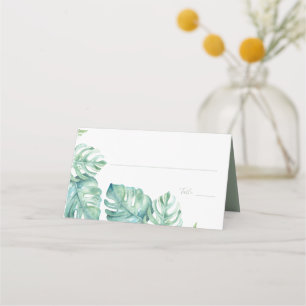 Tarjeta De Asiento Boda de vegetación de acuarela tropical