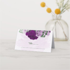 Tarjeta De Asiento Boda de vegetación de flores moradas