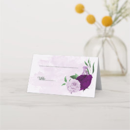 Tarjeta De Asiento Boda de vegetación de flores moradas