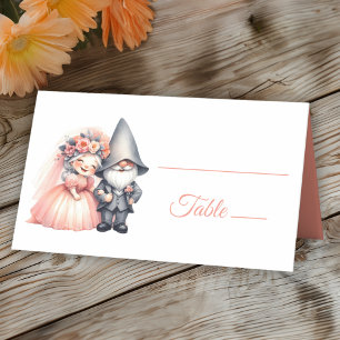 Tarjeta De Asiento Boda de verano de Cute Garden Gnome Rustic Naranja