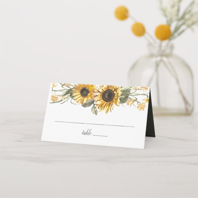 Tarjeta De Asiento Boda de verano de girasoles (Anverso)