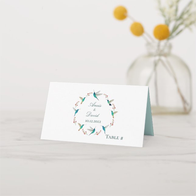 Tarjeta De Asiento Boda de verano de Hummingbird (Anverso)