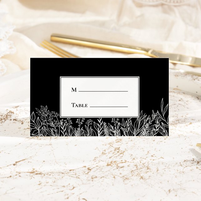 Tarjeta De Asiento Boda de verde blanco y negro doblado (Subido por el creador)