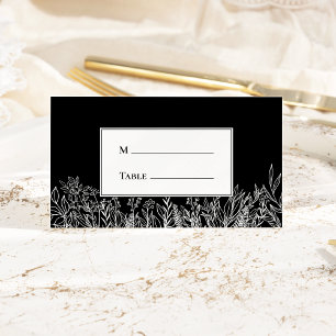 Tarjeta De Asiento Boda de verde blanco y negro doblado