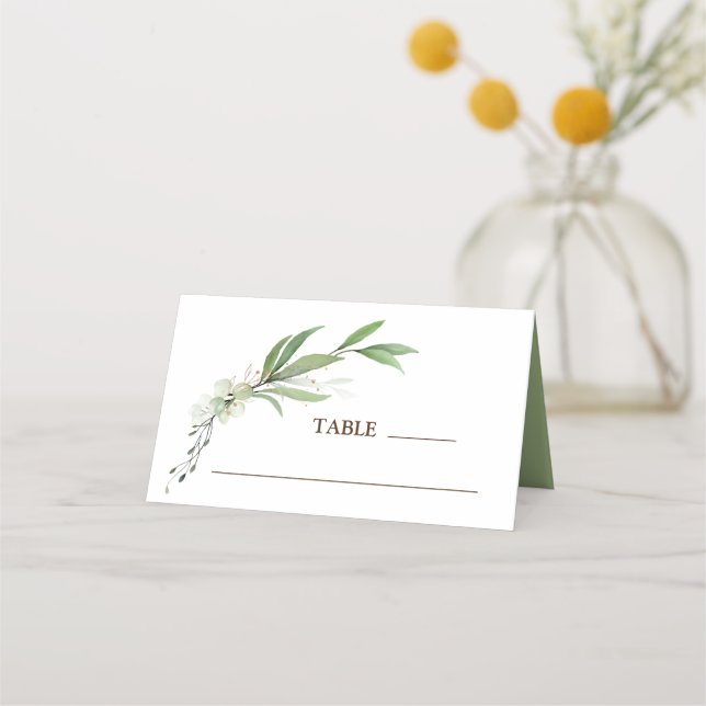 Tarjeta De Asiento Boda de verde simple de oro verde (Anverso)