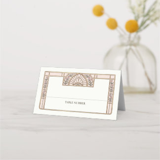 Tarjeta De Asiento Boda de Vidrio Emplomado Botánico Escrito
