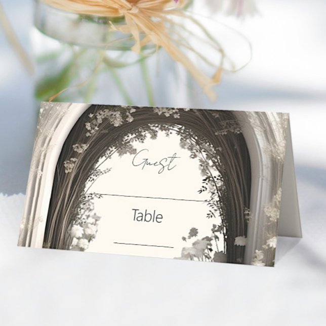 Tarjeta De Asiento Boda del Arco Botánico Romántico Boho (Romantic Boho Botanical Arch Wedding Place Card)