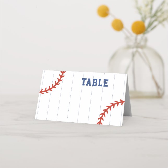 Tarjeta De Asiento Boda del Beisbol Softball Sport Heart Pinstripe (Anverso)