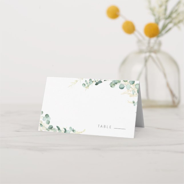 Tarjeta De Asiento Boda del boho de eucalipto rústico (Anverso)