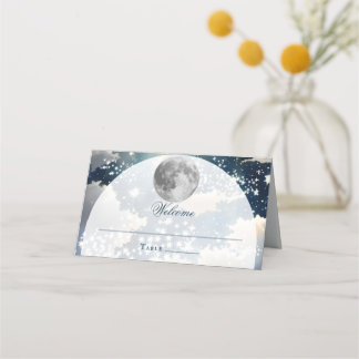 Tarjeta De Asiento Boda del cielo nocturno lunar