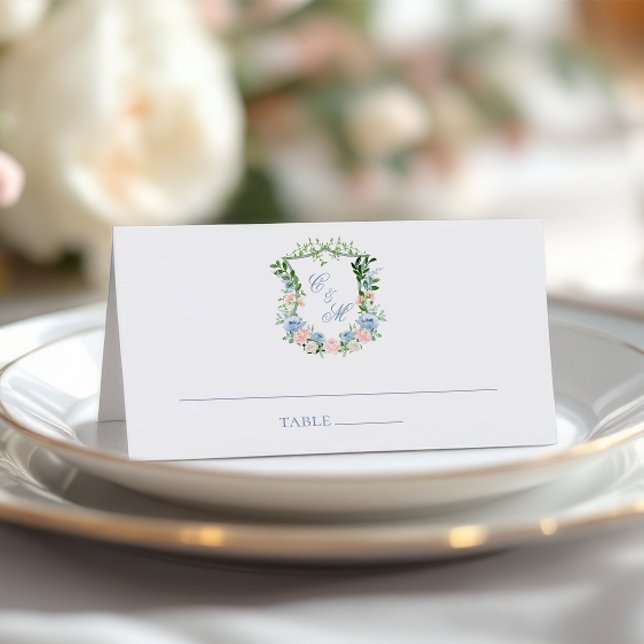 Tarjeta De Asiento Boda del Escudo Dusty Blue Floral (Subido por el creador)