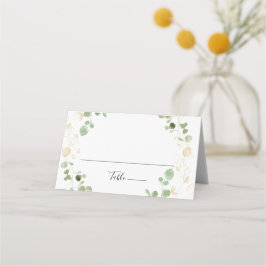 Tarjeta De Asiento Boda del follaje de oro de confetti eucalyptus