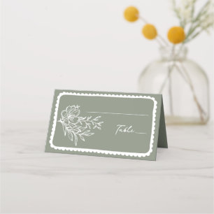 Tarjeta De Asiento Boda del marco dibujado con mano floral
