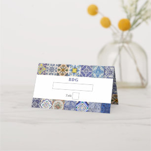 Tarjeta De Asiento Boda del patrón de mosaicos portugués mediterráneo