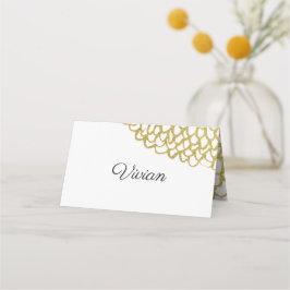 Tarjeta De Asiento Boda del patrón de Petal dibujado a mano con oro