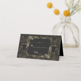 Tarjeta De Asiento Boda del Royal Gold Black Art Deco 20