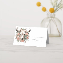 Tarjeta De Asiento Boda del sabio de la flor de la vaca boho occident