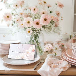 Tarjeta De Asiento Boda | Delicados Daisies Rosados Rubor