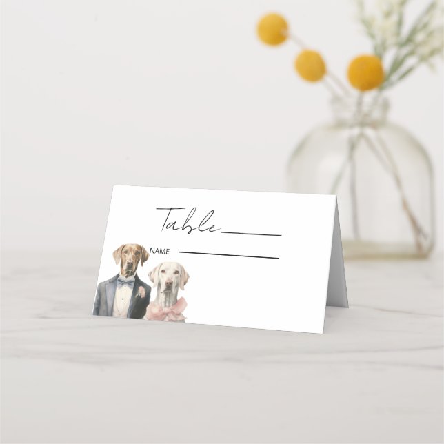 Tarjeta De Asiento Boda Dogs Bride & Groom (Anverso)
