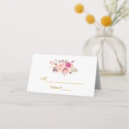 Tarjeta De Asiento Boda dorado color floral rosa Rubor