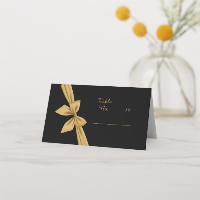 Tarjeta De Asiento boda dorado negro filigree clásico (Anverso)