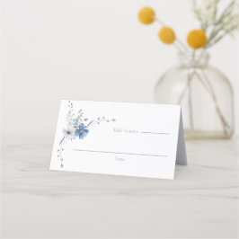 Tarjeta De Asiento Boda Dusty Blue Floral Bloom