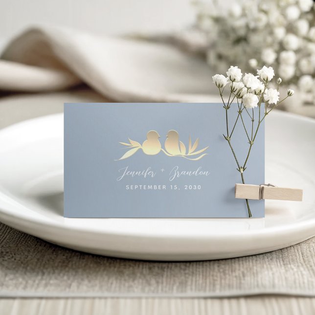 Tarjeta De Asiento Boda Dusty Blue Lovebirds (Subido por el creador)