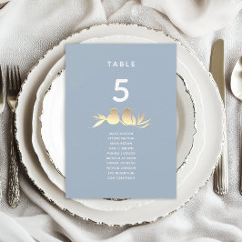 Tarjeta de asiento Boda Dusty Blue Lovebirds