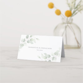 Tarjeta De Asiento Boda elegante con vegetación de eucalipto