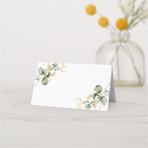 Tarjeta De Asiento Boda elegante con vegetación dorada