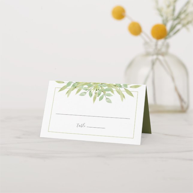 Tarjeta De Asiento Boda elegante de la vegetación (Anverso)